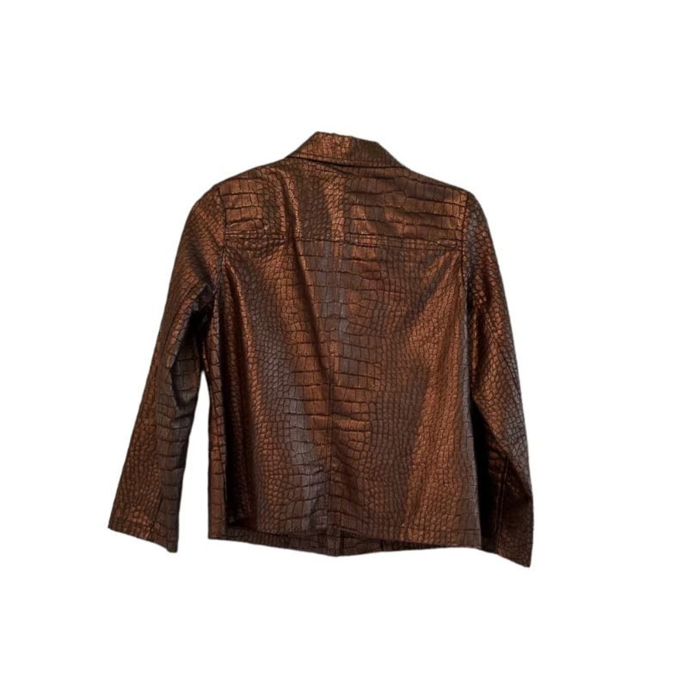 Birch Hill Faux Alligator Skin Jacket Size PS Petite Small Brown - Picture 4 of 4